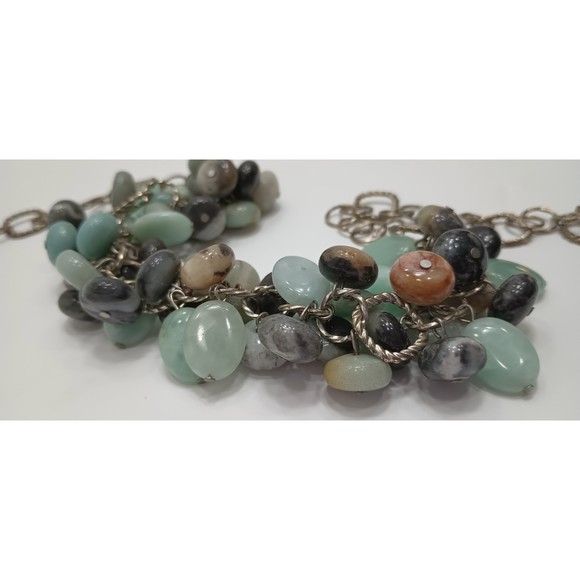 Necklace Loaded With Polished Stones of Various Sizes and Colors, 20" Long - Picture 2 of 3